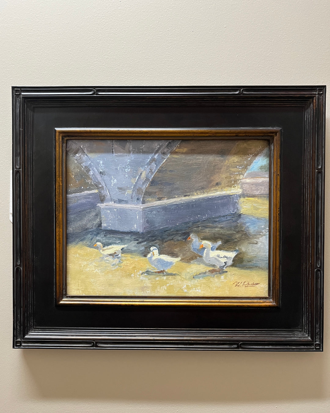 Reflecting Ducks / 11 x 14 Original Framed Oil Painting