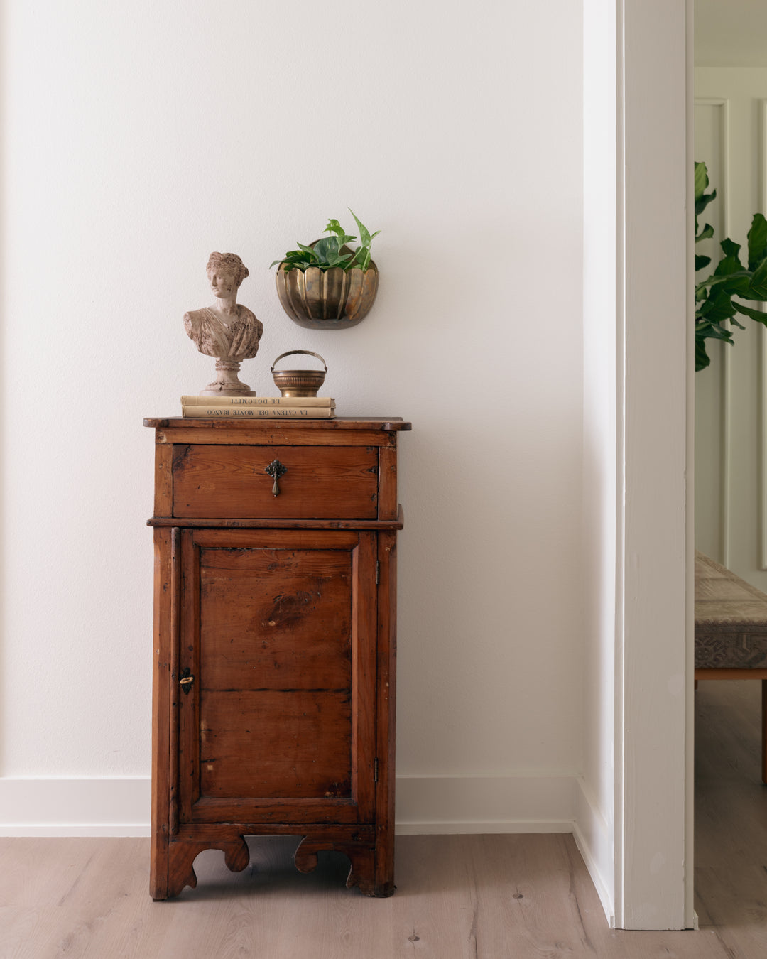 19th Century Fir Bedside Cabinet, Toscana