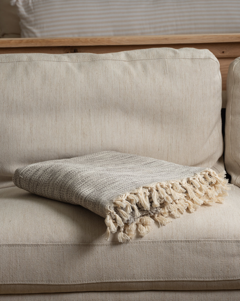 Naz Turkish Cotton Blanket | Neutral Gray