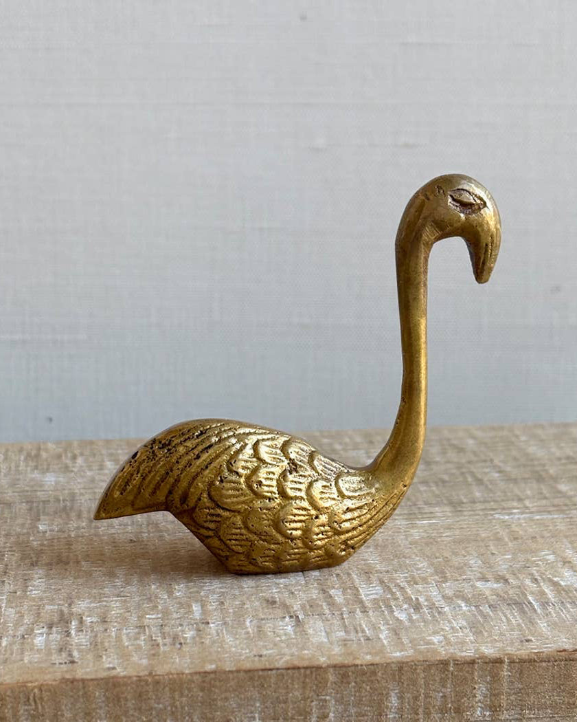 Antiqued Brass Flamingo Paper Weight