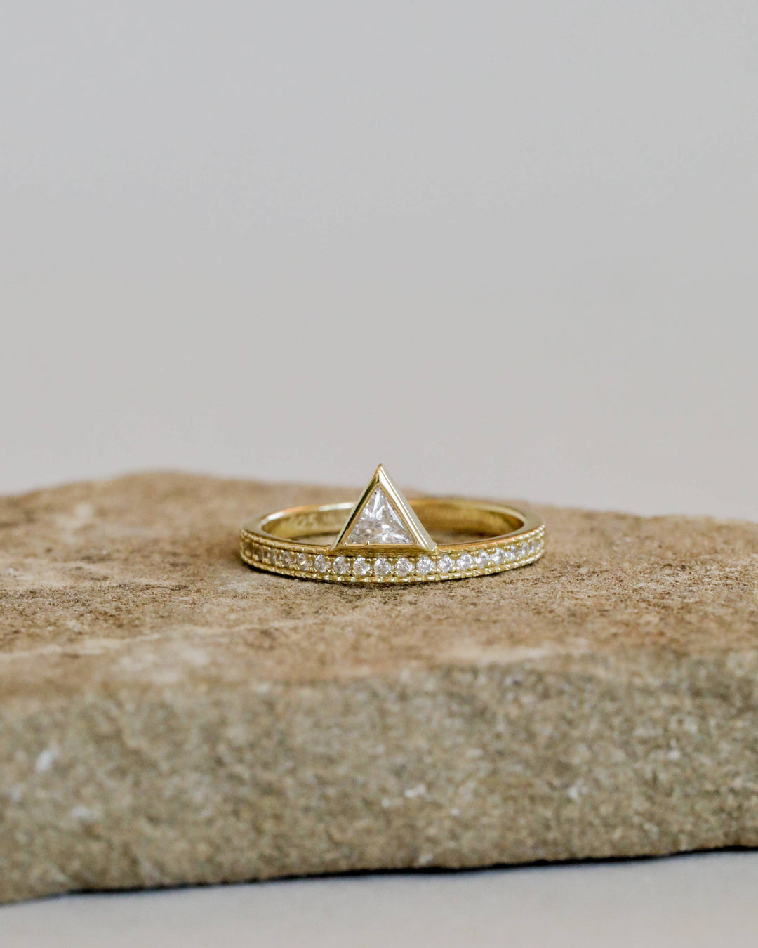 Gold Rings - Stacked Triangle CZ