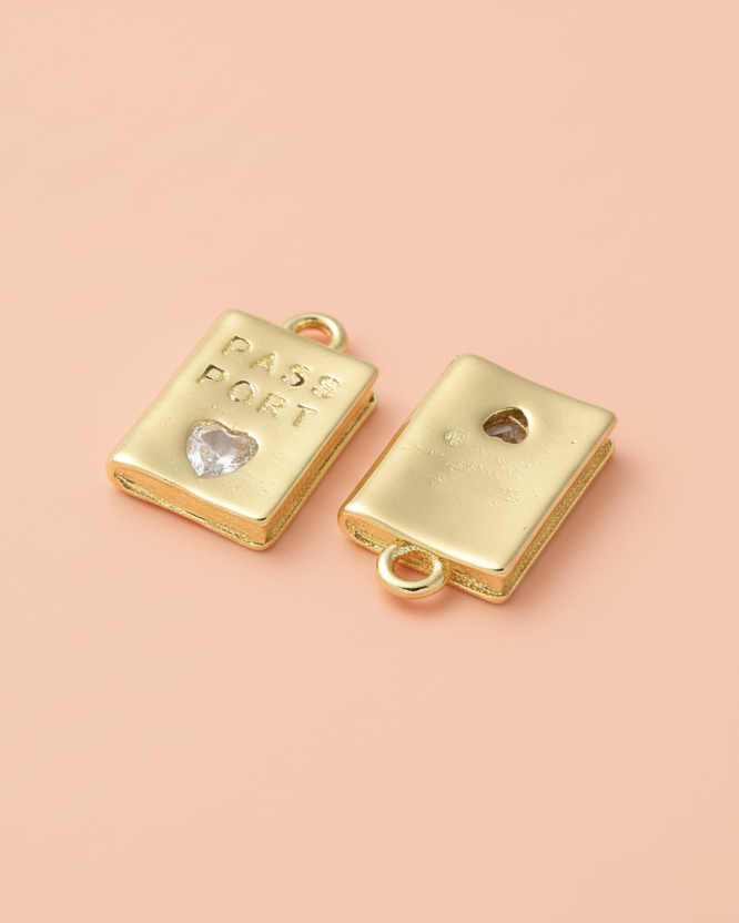 Gold Passport to Travel Charm