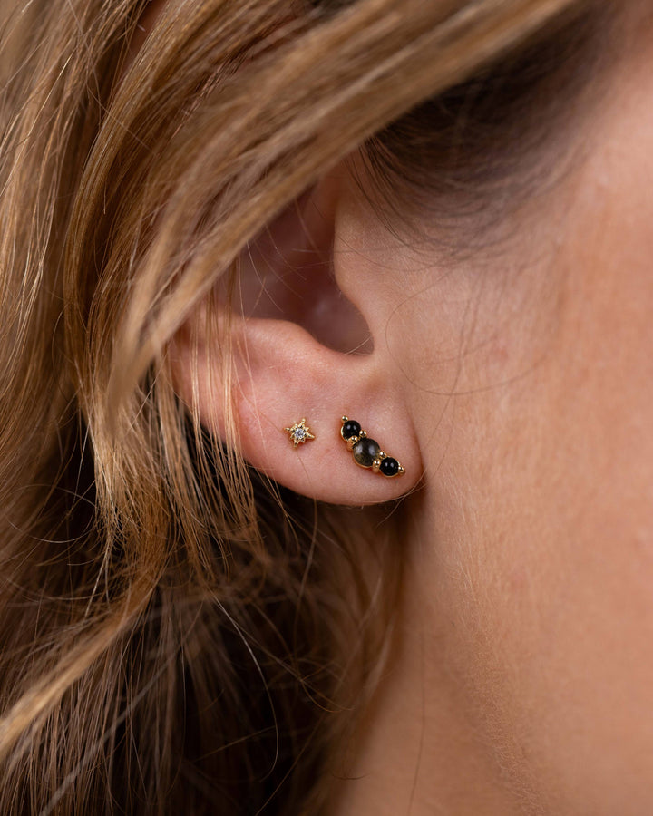 Black Tourmaline Crescent Earrings