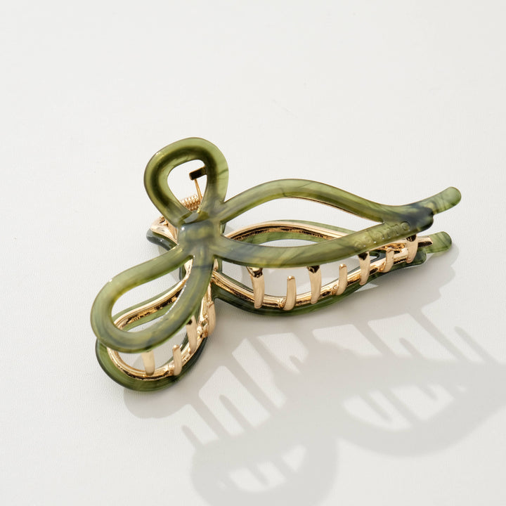 Sabrina Garden Ribbon Metal Bow Claw Clip - Large