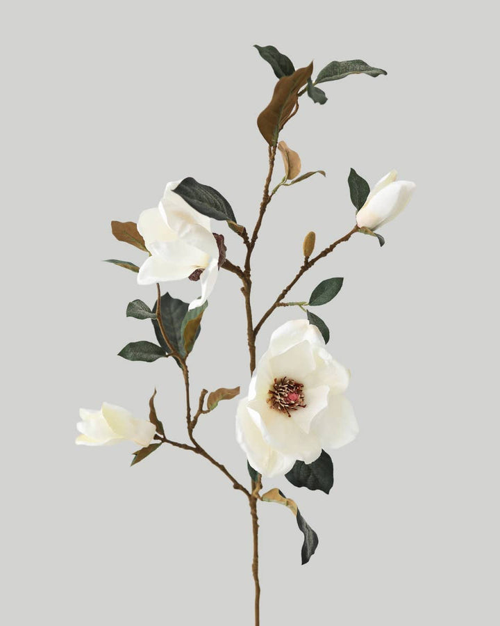 Cream Magnolia Fake Flower Branch - 35"