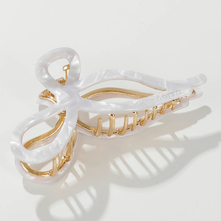 Sabrina Coastal Ribbon Metal Bow Claw Clip - Large