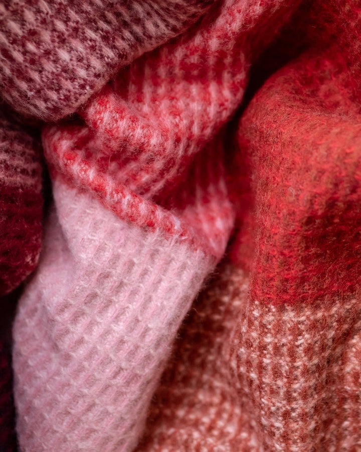 Berry Waffle Block Check Blanket
