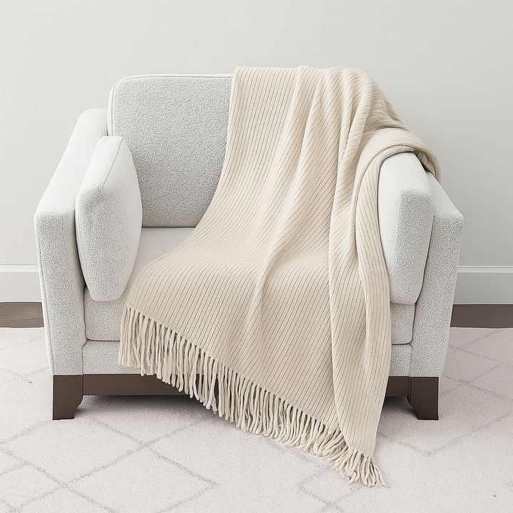 Faux Cashmere Soft 50"x60" Throw Blanket - Ivory