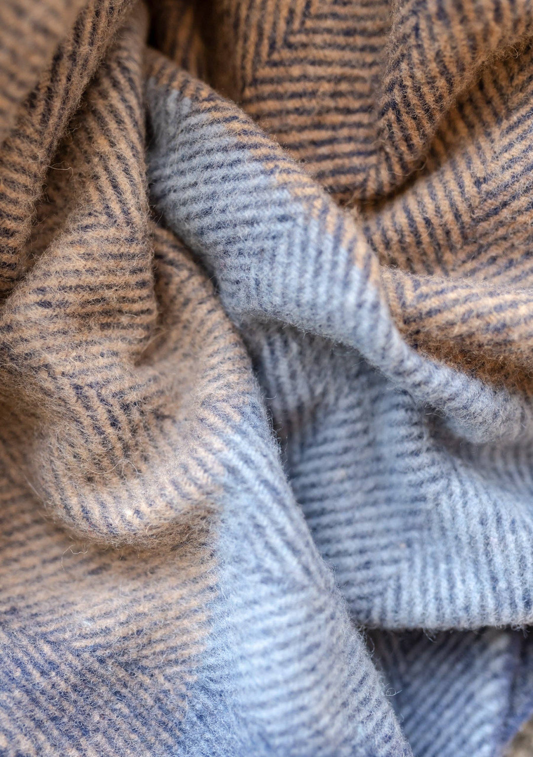Blue Herringbone Block Check Blanket