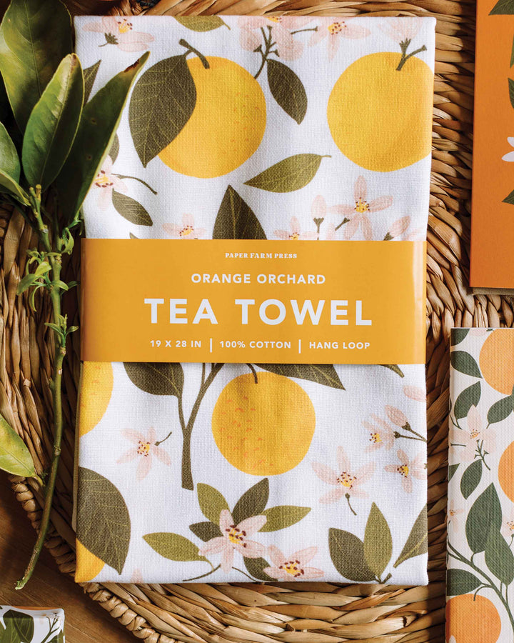 Orange Orchard Tea Towel