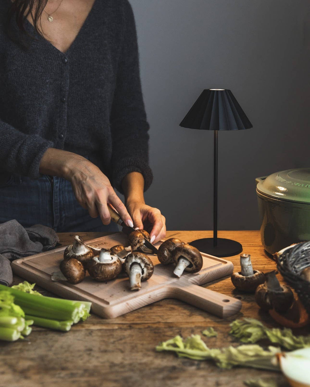 Ruffled Shade Cordless French Bistro Lamp
