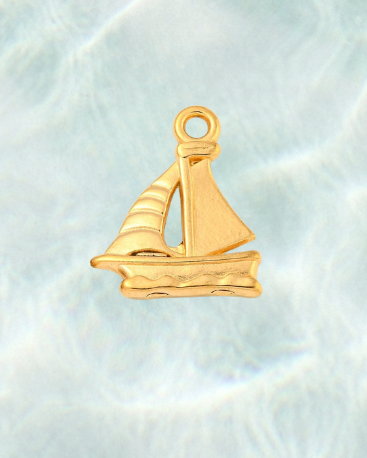 Gold Nautical Sailboat Charm - Waterproof Stainless Steel