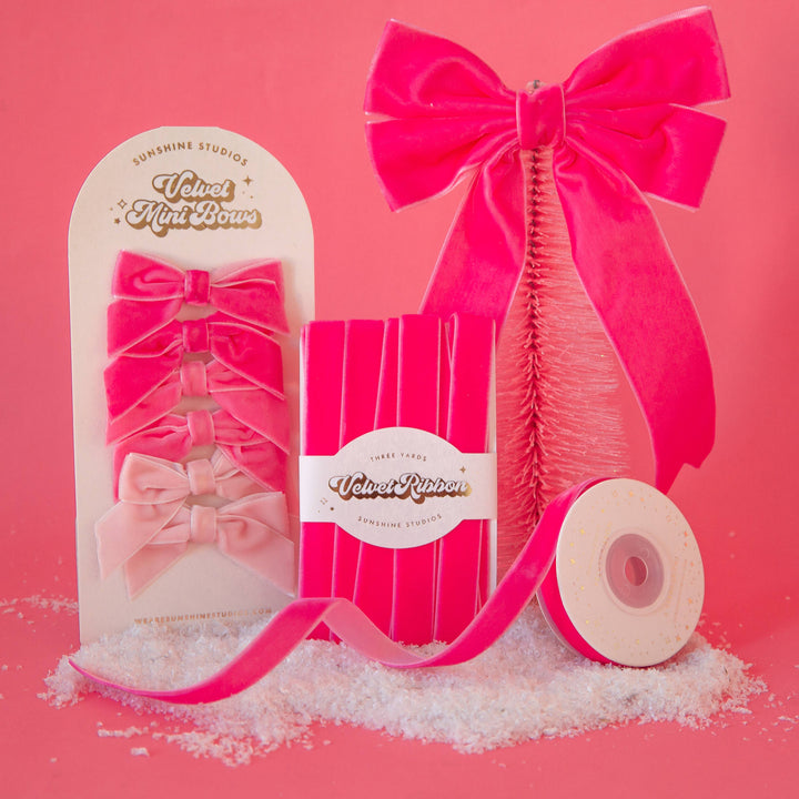 Velvet Mini Bows | Pink