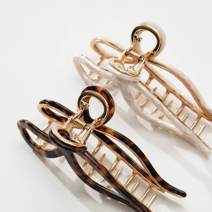 Sabrina Vintage Snow Ribbon Metal Bow Claw Clip - Large