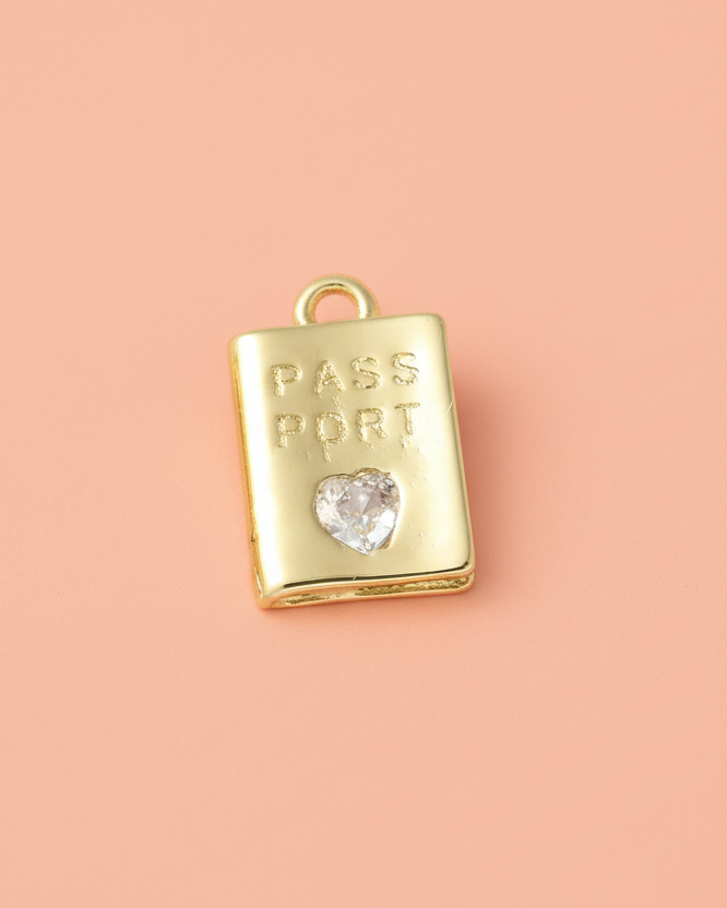 Gold Passport to Travel Charm