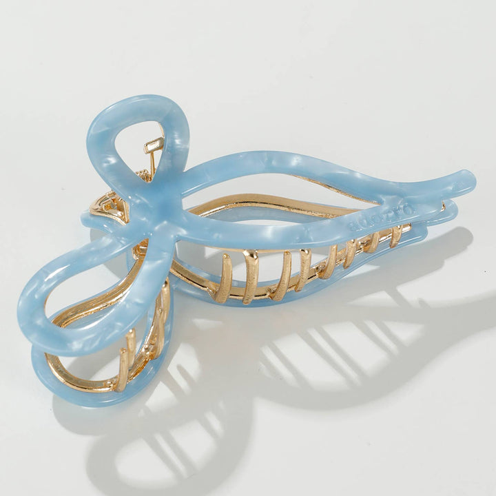 Sabrina Coastal Ribbon Metal Bow Claw Clip - Large
