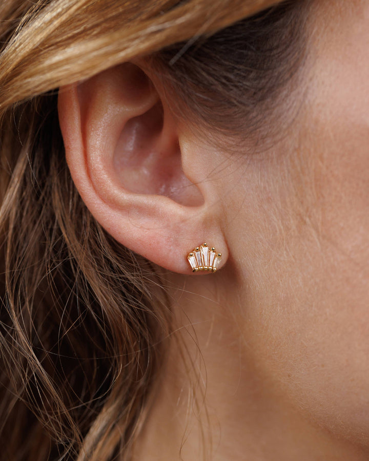 Champagne Baguette Crown Earrings