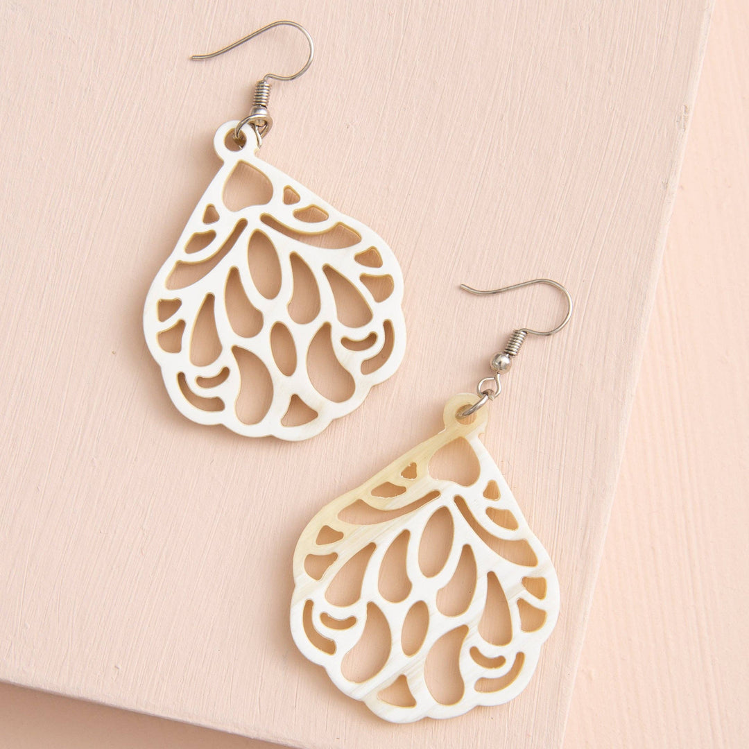 Carved Horn Calypso Earrings
