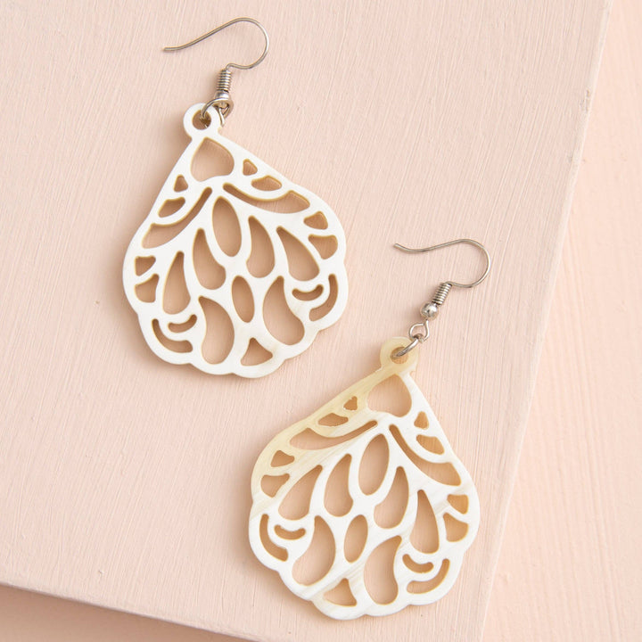 Carved Horn Calypso Earrings