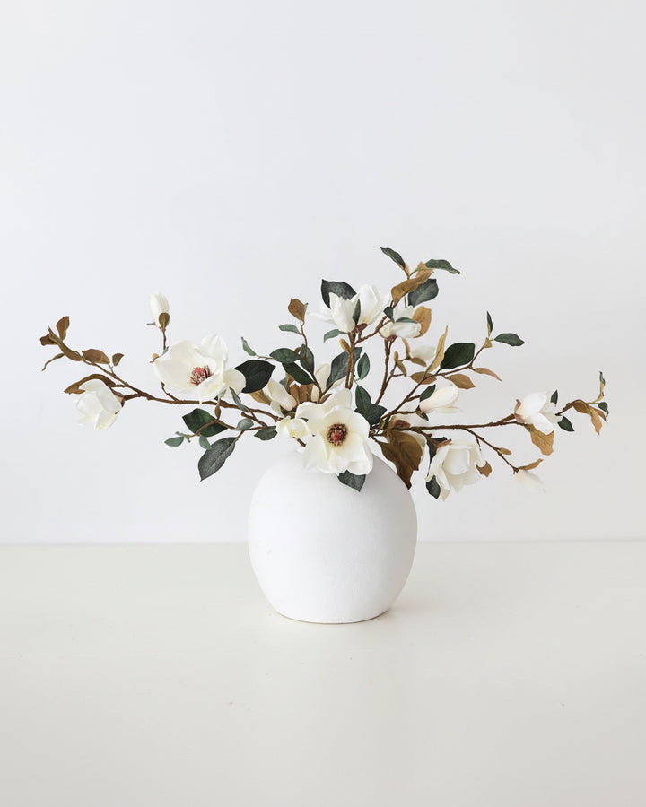 Cream Magnolia Fake Flower Branch - 35"