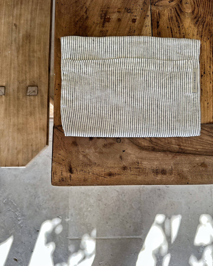 Natural Pinstripe French Linen Apron