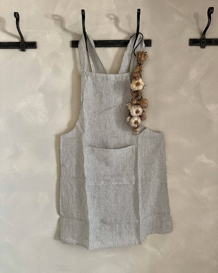 Natural Pinstripe French Linen Apron