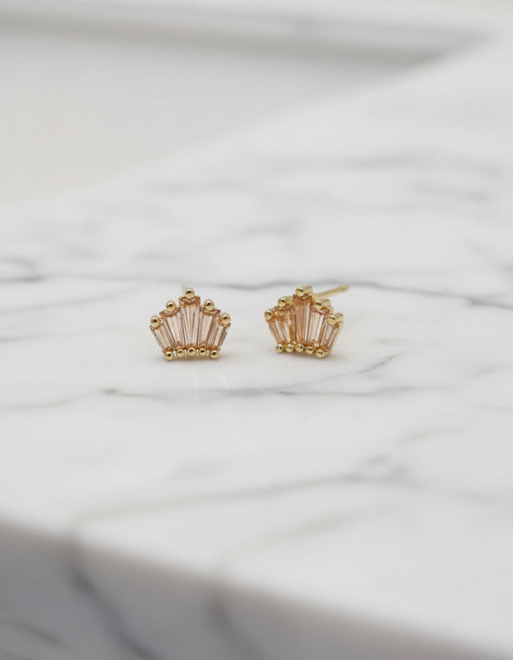 Champagne Baguette Crown Earrings