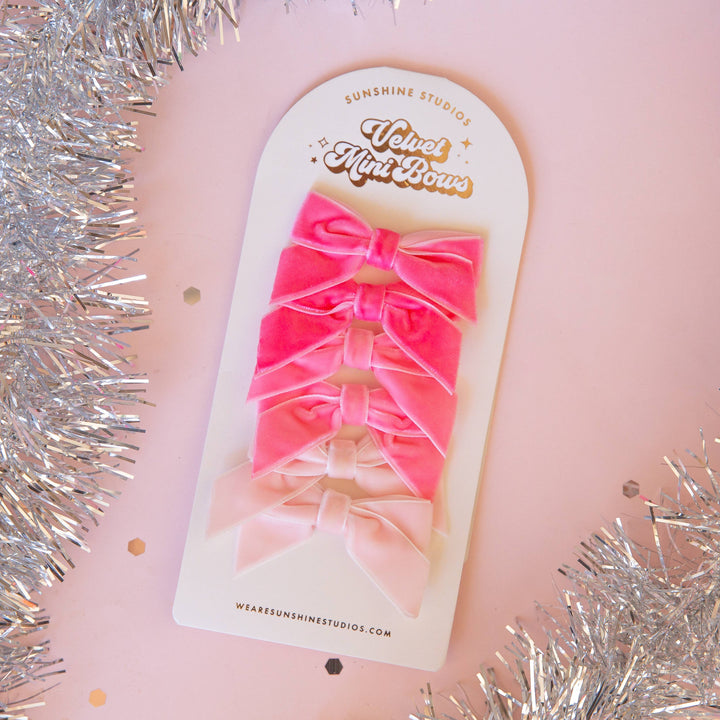 Velvet Mini Bows | Pink