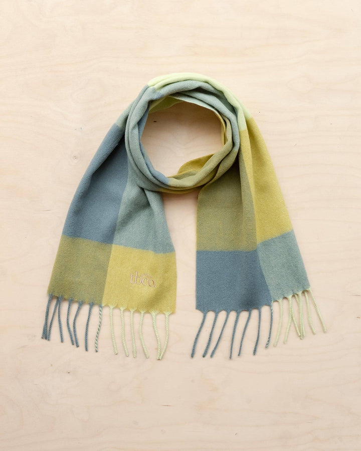 Lime Grid Lambswool Kids Scarf