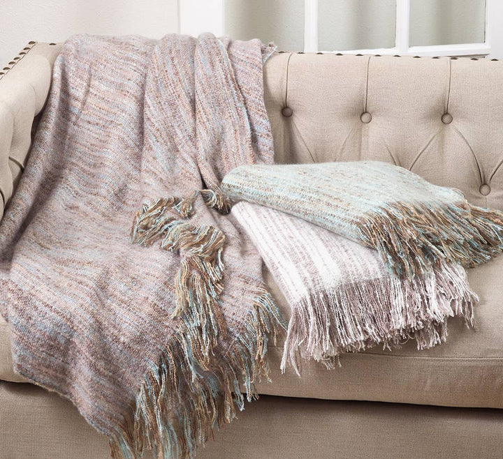 Aqua Faux Mohair Shabby 50"x60" Throw Blanket