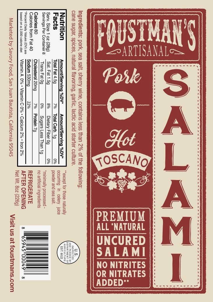 Hot Toscano Uncured Salami