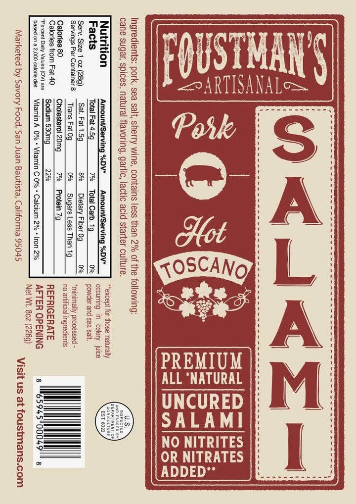 Hot Toscano Uncured Salami