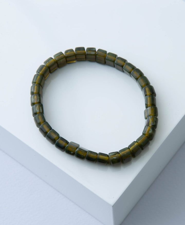 Opaque Glass Bracelet, Dark Olive