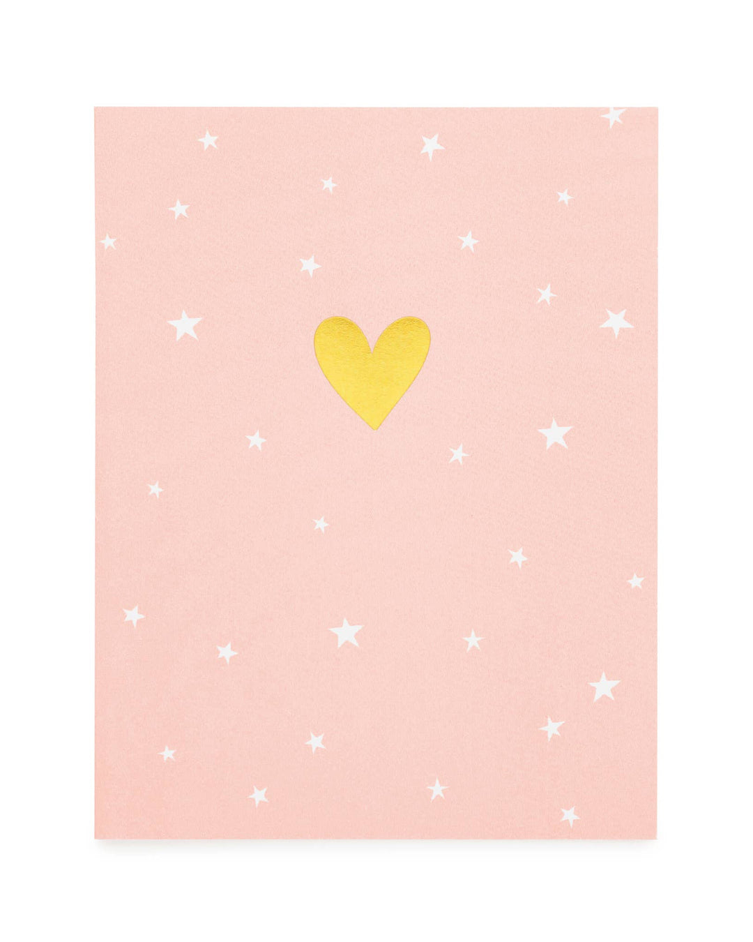 Pink background with white stars and a yellow heart