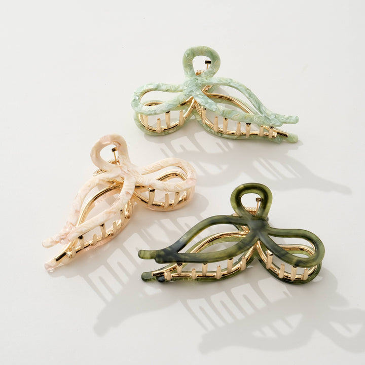 Sabrina Garden Ribbon Metal Bow Claw Clip - Large