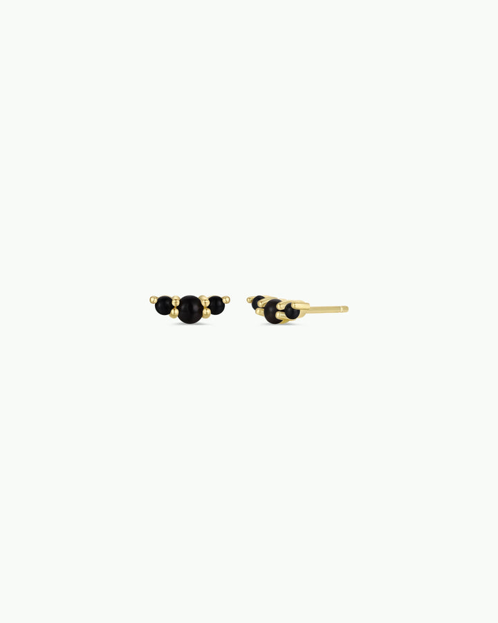 Black Tourmaline Crescent Earrings