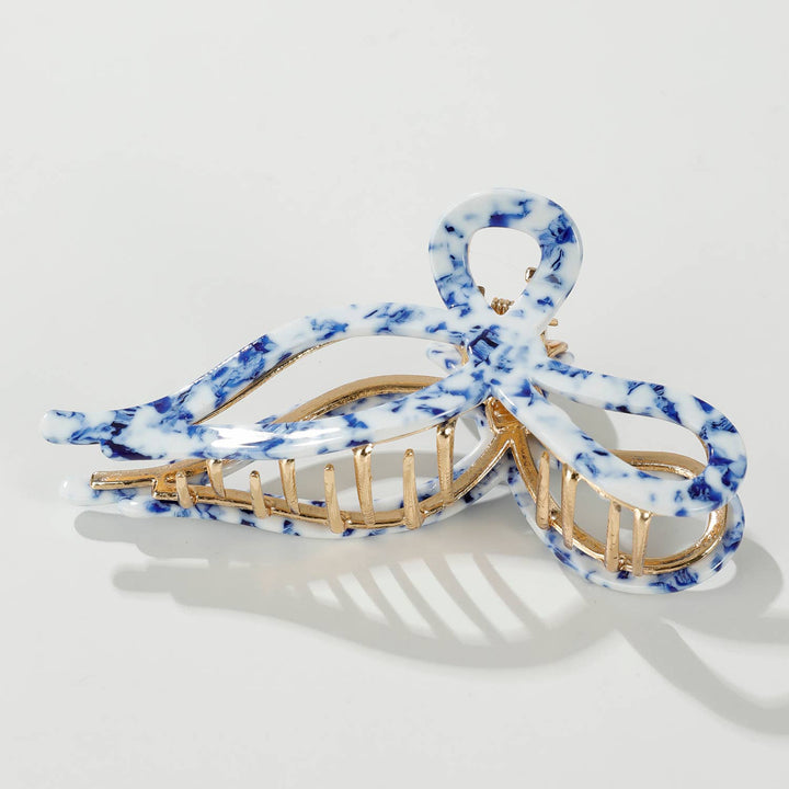 Sabrina Coastal Ribbon Metal Bow Claw Clip - Large