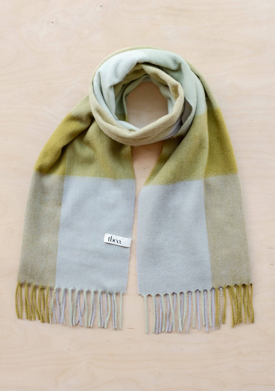 Sage Block Lambswool Oversized Scarf