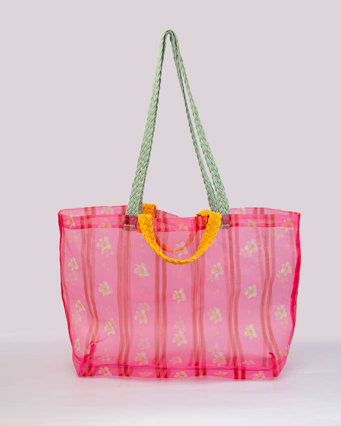 Mesh Market Bag, Floral Stripe