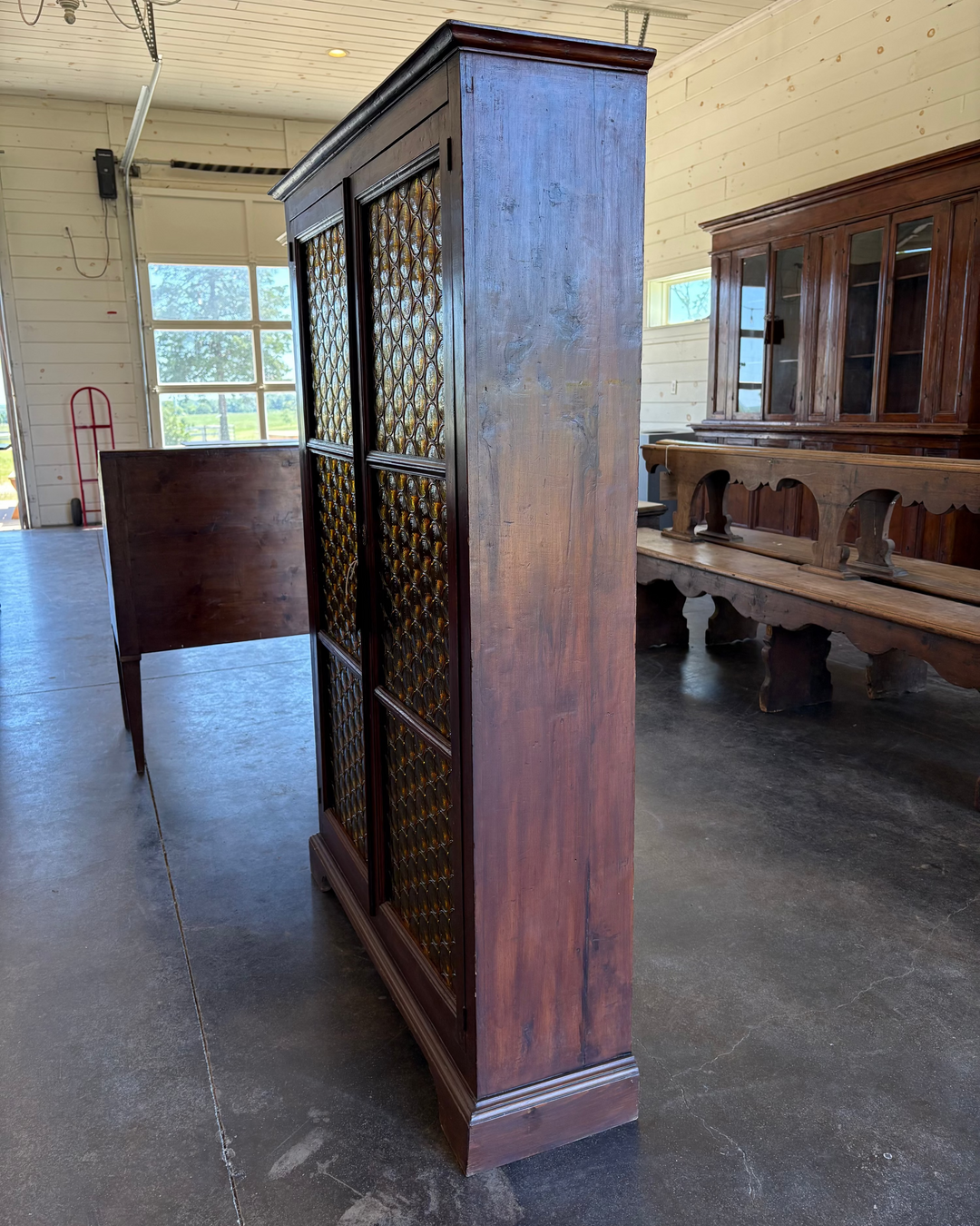 19th Century Fir Display Cabinet, Tuscany