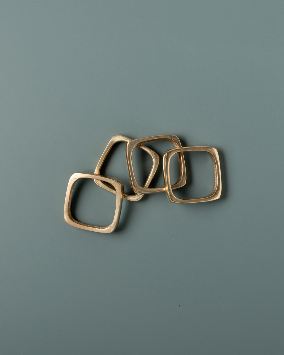 Square Brass Napkin Rings - Set of 4