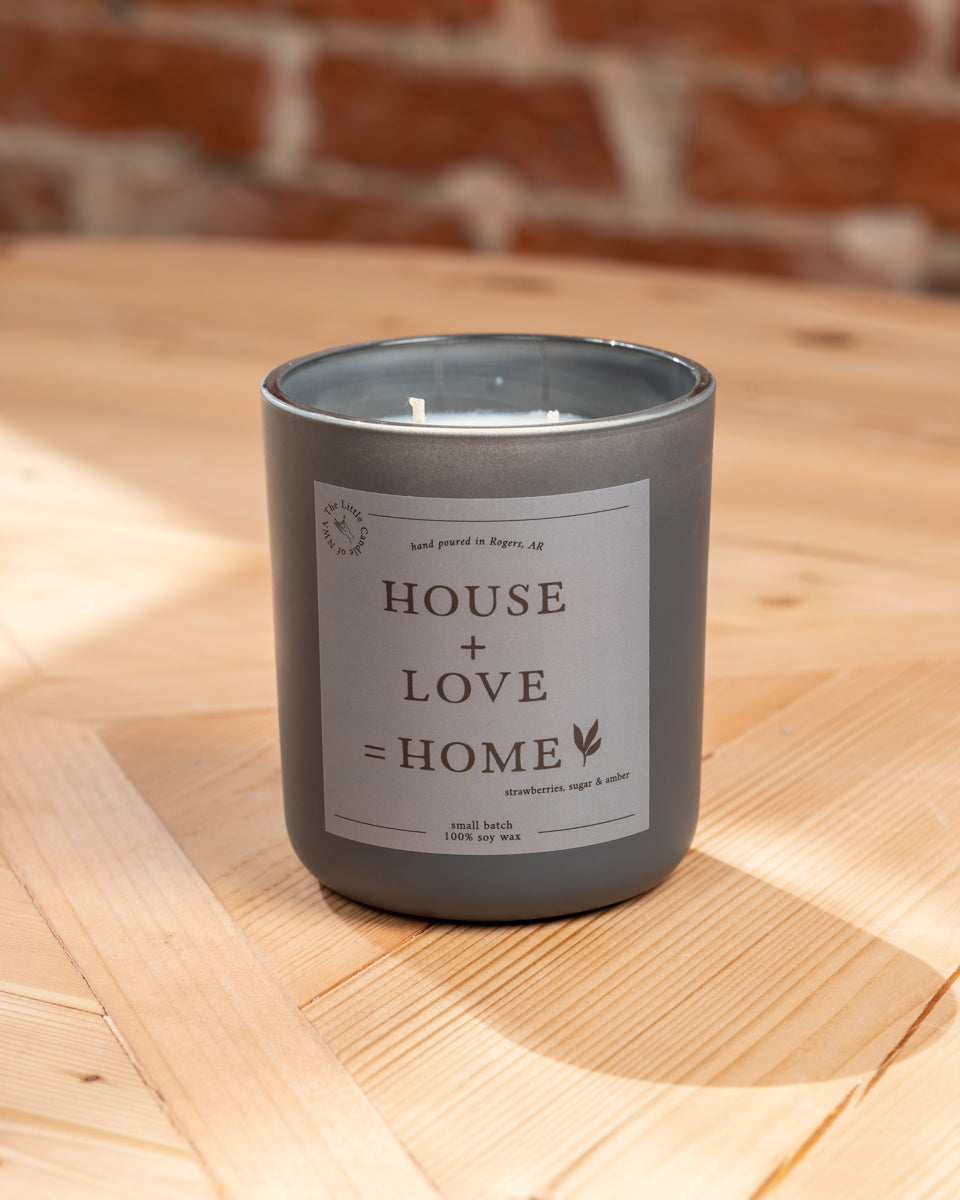 Gray House + Love = Home Candle