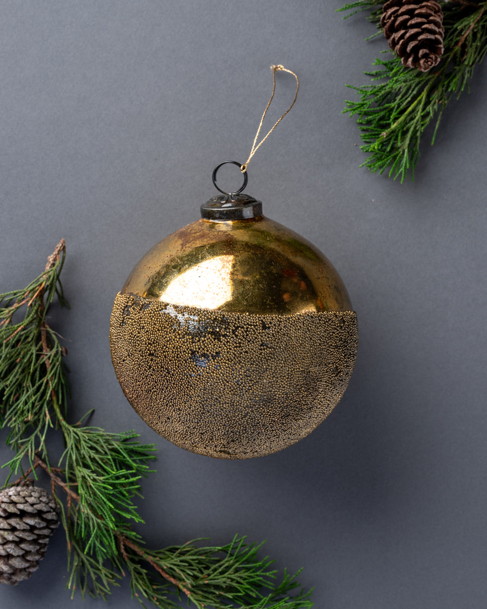 Antique Gold Beaded 5" Ball