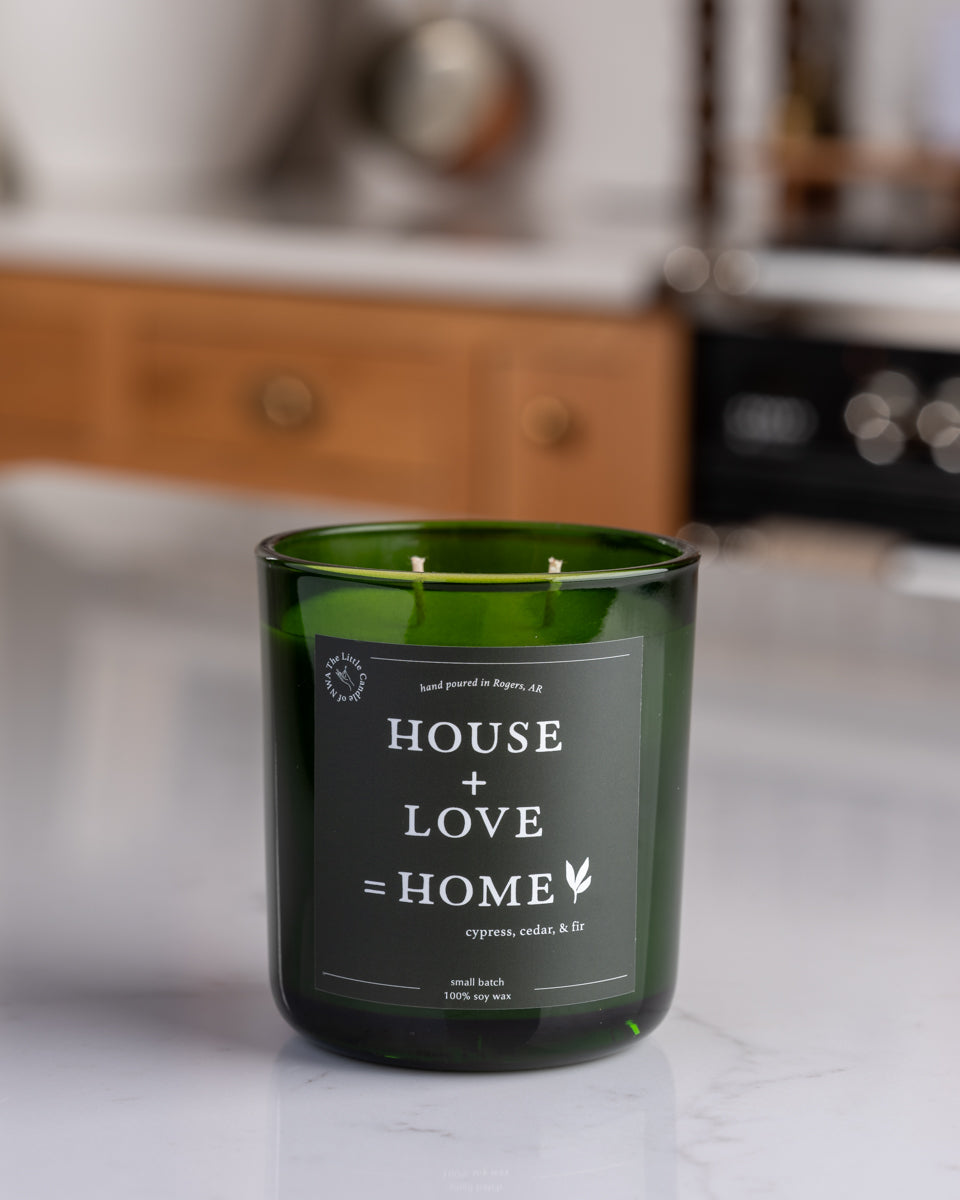 Forest House + Love = Home Candle