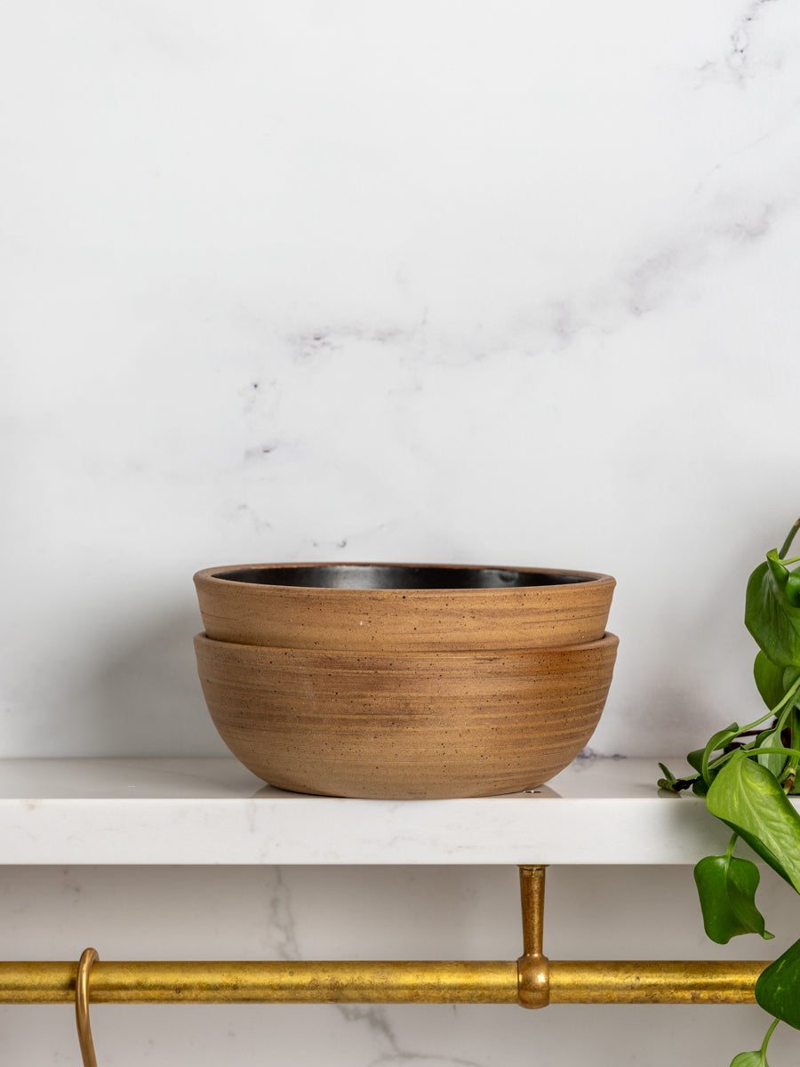 Hand Thrown Black & Brown Dinner Bowl