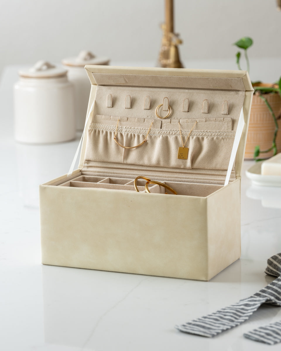 Made By Mary Jewelry Box  Vegan Leather, Removable Trays, Spacious