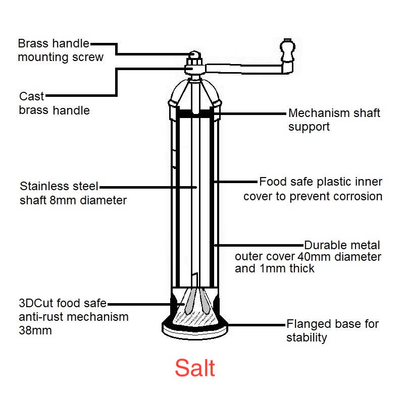 Brass Mill - 8" salt grinder
