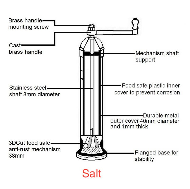 Brass Mill - 8" salt grinder
