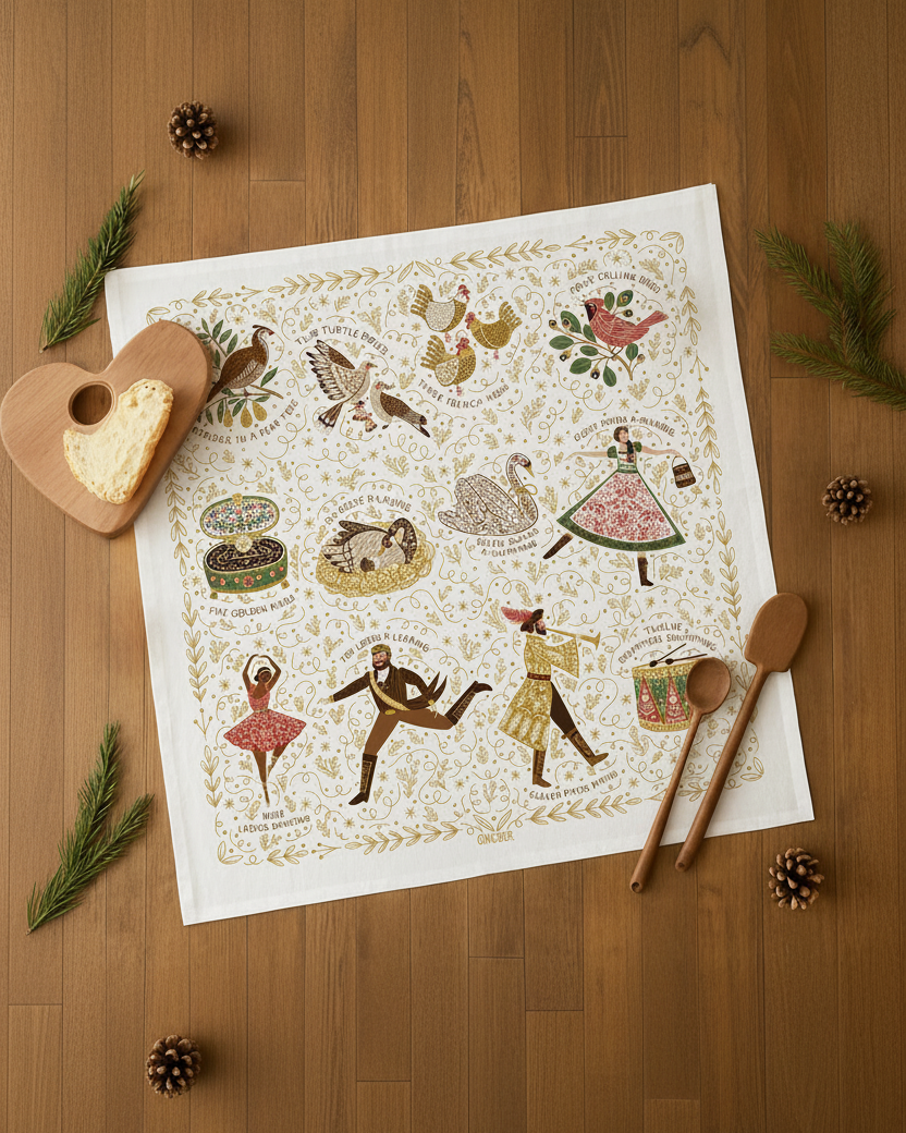 12 Days of Christmas Tea Towel