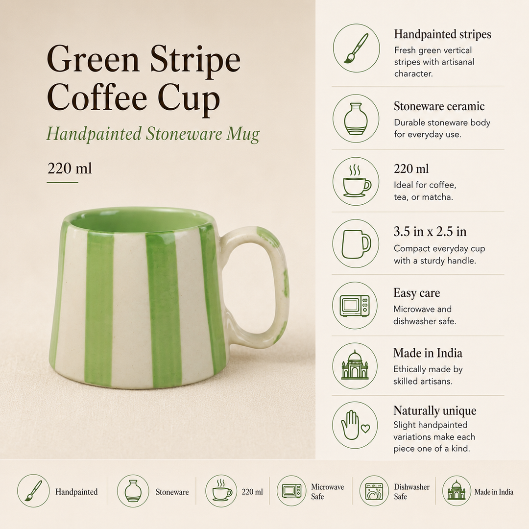 Green Stripe Coffee Cup